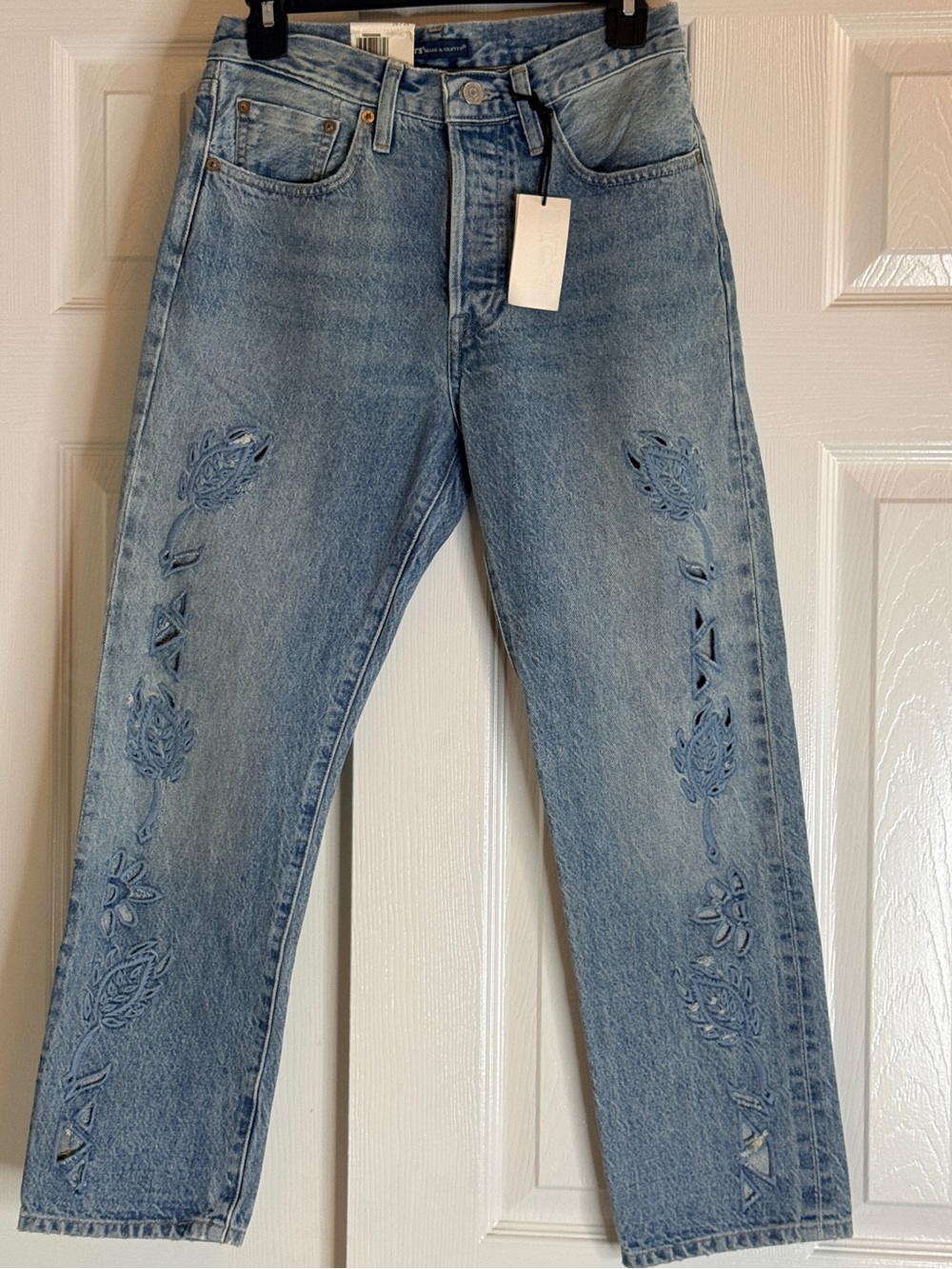 NWT Levi's Made & Crafted 501 Laser Cut Floral Selvedge Crop Jeans 26